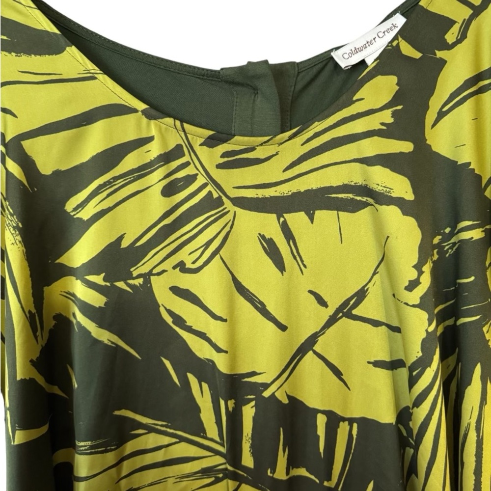 COLDWATER CREEK TROPICAL PRINT FRONT/SOLID BACK TOP 1X/18 #E - Picture 3 of 8